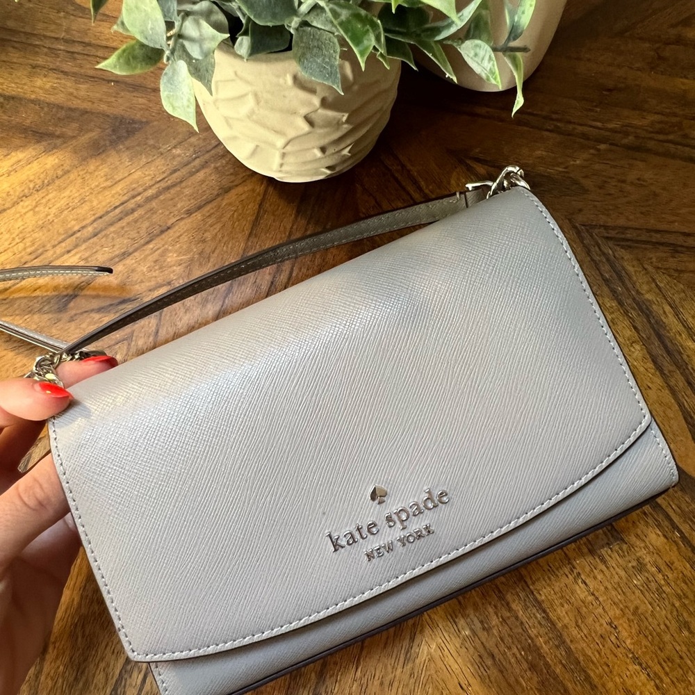 Kate Spade Light Gray Crossbody Clutch